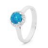 Blue Topaz Silver Ring - Halo Round