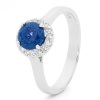 Sapphire Silver Ring - Halo Round