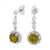 Olive Cubic Zirconia CZ Silver Earrings