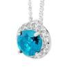 Blue Topaz and Cubic Zirconia CZ Silver Pendant