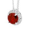 Garnet and Cubic Zirconia CZ Silver Pendant