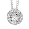 Cubic Zirconia CZ Silver Pendant - Round Halo