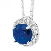 Sapphire Silver Pendant - Halo Round