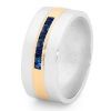 Sapphire 2 Tone Silver and Gold Ring - Men's Blue