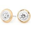 Cubic Zirconia CZ 2 Tone Silver and Gold Earrings - White