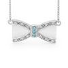 Blue Topaz and Cubic Zirconia CZ Silver Necklace - Bow