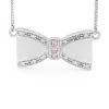 Pink Cubic Zirconia CZ and White CZ Silver Necklace - Bow