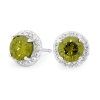 Olive Cubic Zirconia CZ Silver Earrings - Halo