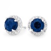 Sapphire Silver Earrings - Halo Round