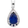 Sapphire and Cubic Zirconia CZ Silver Pendant
