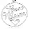 Cubic Zirconia CZ Silver Pendant - BEST MUM Heart