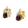 Garnet and Diamond Gold Earrings - Pear