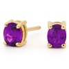 Amethyst Gold Earrings - Oval 5x4mm