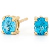 Blue Topaz Gold Earrings - Oval 5x4mm