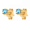 Blue Topaz Gold Earrings - Stud 3mm