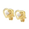 Diamond Gold Earrings - Heart Solitaire