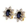 Black Sapphire and Diamond Gold Earrings - Flower