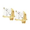 Cubic Zirconia CZ Gold Earrings - Square 5mm