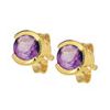 Amethyst Gold Earrings - Bezel Setting