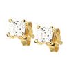 Cubic Zirconia CZ Gold Earrings - Square 4mm