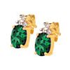 Emerald and Diamond Gold Earrings - Oval