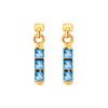 Blue Topaz Gold Earrings - Drop Three Stone