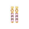 Pink Cubic Zirconia CZ Gold Earrings - Three Stone