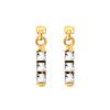 Cubic Zirconia CZ Gold Earrings - Three Stone