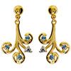 Blue Topaz and Diamond Gold Earrings - Swirl