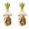 Champagne Cubic Zirconia CZ and White CZ Gold Earrings
