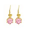 Pink Cubic Zirconia CZ Gold Earrings - Hook Heart