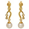 Pearl and Diamond Gold Earrings - Chandelier