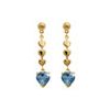 Blue Topaz Gold Earrings - Drop Heart Studs