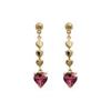 Pink Cubic Zirconia CZ Gold Earrings - Heart