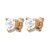 Cubic Zirconia CZ Gold Earrings - Heart Stud