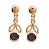 Amethyst Gold Earrings - Flower