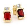 Ruby and Diamond Gold Earrings - Half Bezel