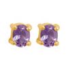 Amethyst Gold Earrings - Oval 4x3mm