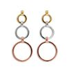 3 Tone Gold Earrings - Circle