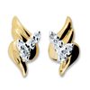 Diamond Gold Earrings - Leaf