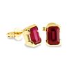 Ruby Gold Earrings - 6x4mm Studs