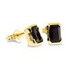 Black Sapphire Gold Earrings - 6x4mm Studs