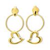 Diamond Gold Earrings - Heart Circle