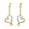 Diamond Gold Earrings - Heart Chain