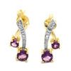 Amethyst and Diamond Gold Drop Earrings