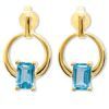 Blue Topaz Gold Earrings - Circle