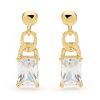 Cubic Zirconia CZ Gold Earrings - Chain