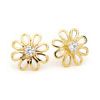 Cubic Zirconia CZ Gold Earrings - Flower