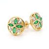 Emerald and Diamond Gold Earrings - Art Deco Circle