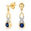 Sapphire and Diamond Gold Earrings - Hugs and Kisses